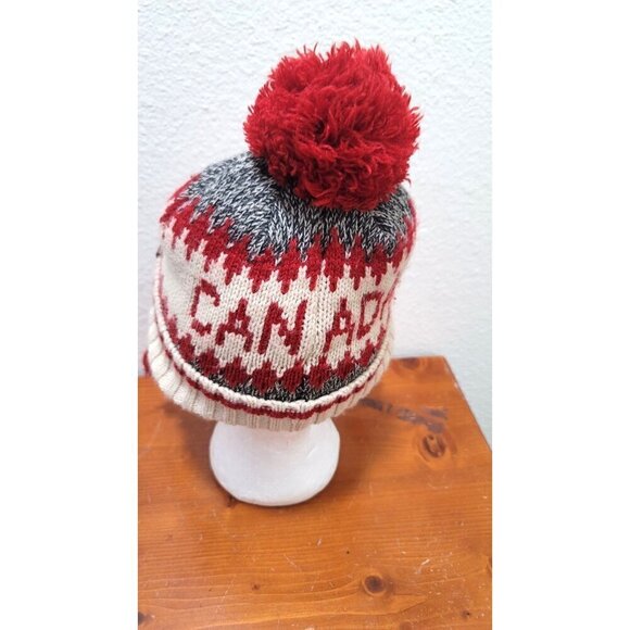 Roots Kids Pom Pom Beanie Hat Canada Design 3-5 Yrs - Picture 4 of 7